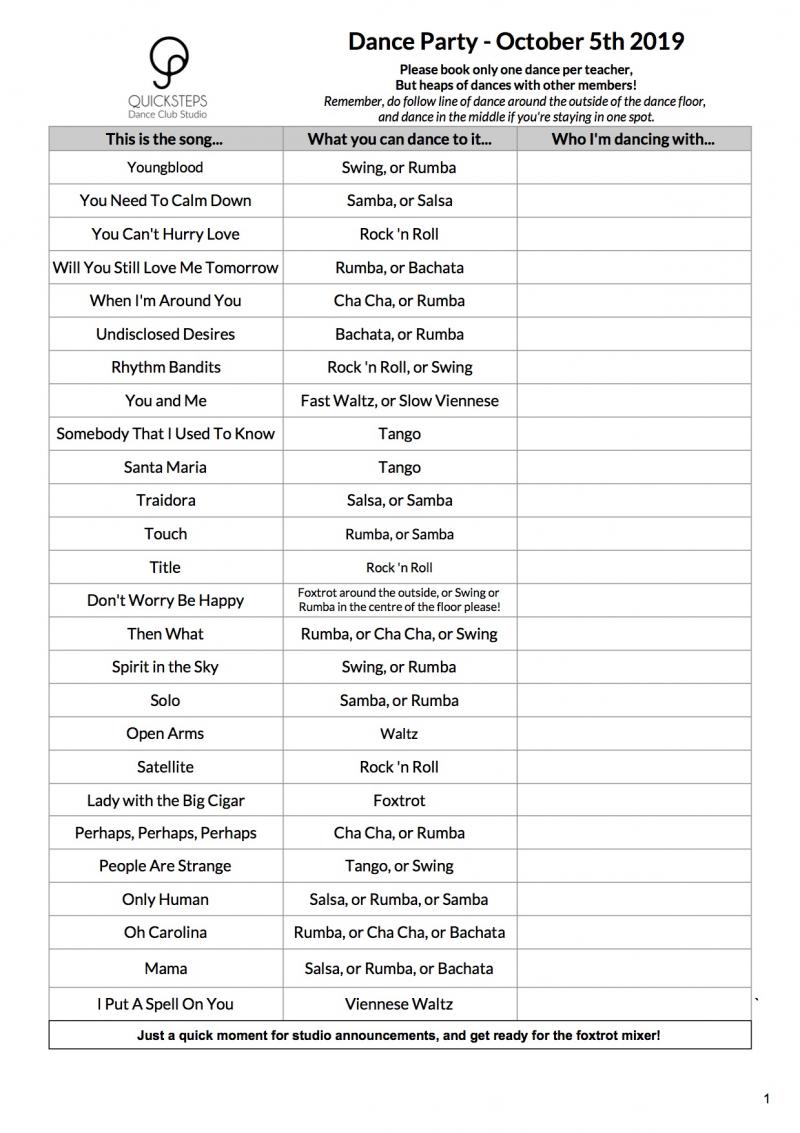 dance party play list example