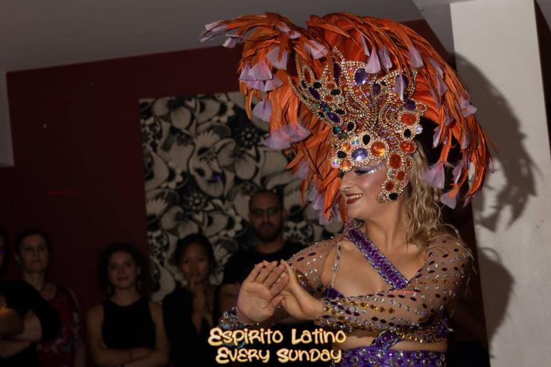 samba dancer performing at Latin night