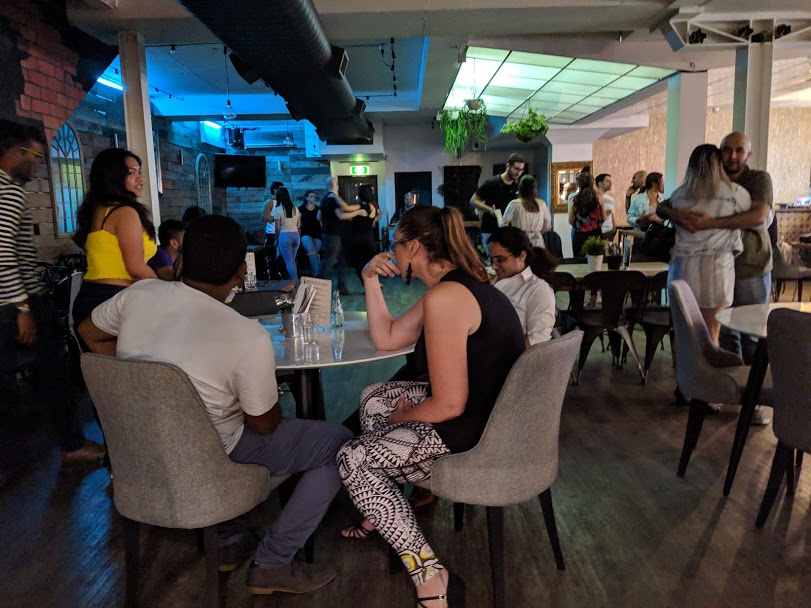 seating area at salsa night at cafe piatto